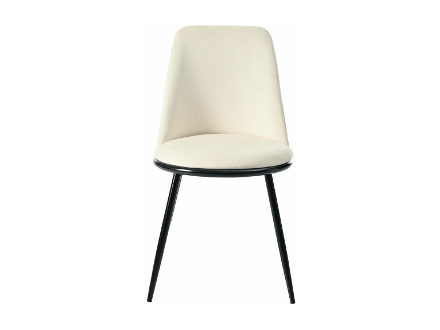 Chaises de salle à manger en velours, dossier rond, pieds noirs- lot de 2,beige,d44cm×h88cm