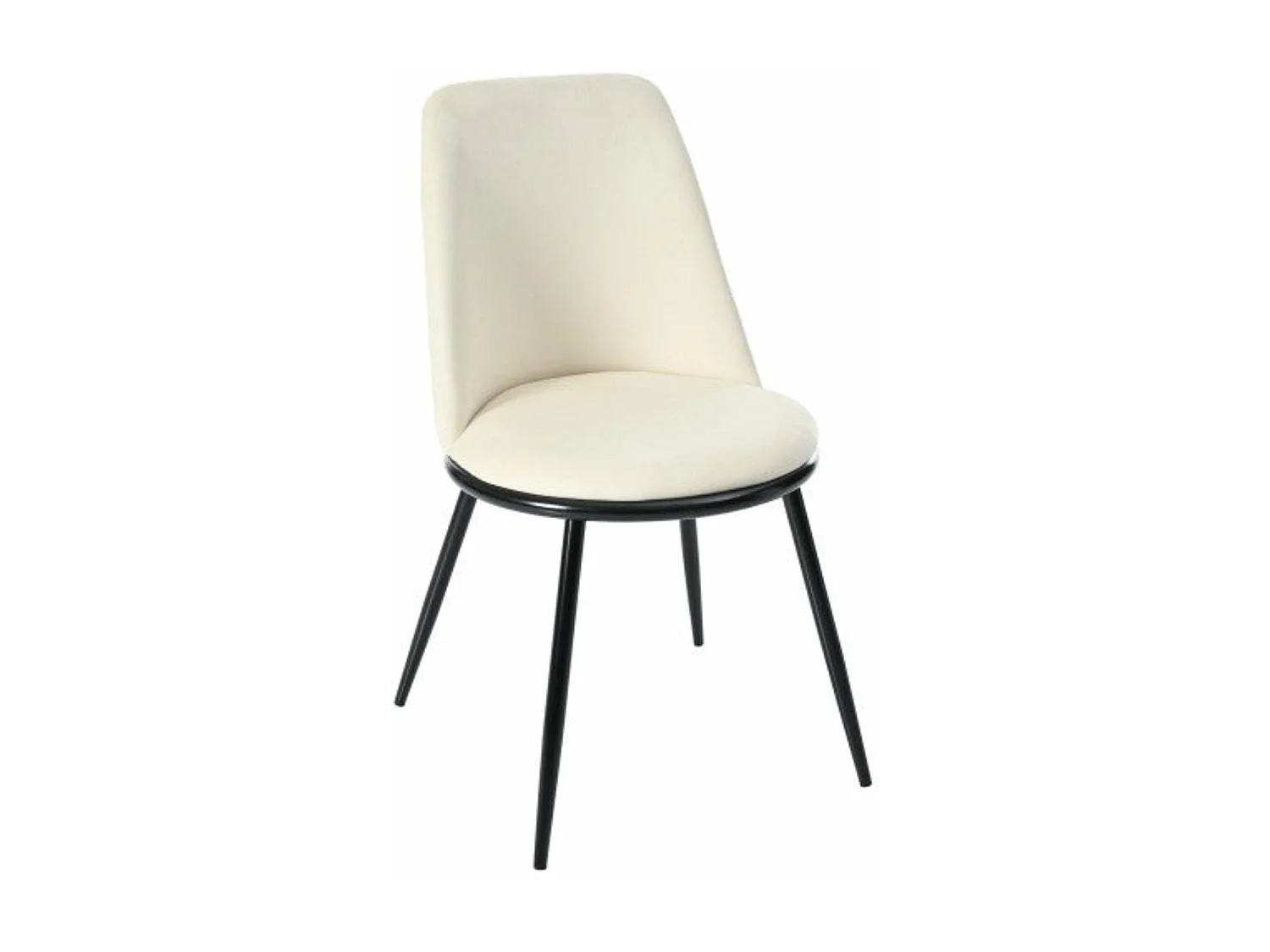 Chaises de salle à manger en velours, dossier rond, pieds noirs- lot de 2,beige,d44cm×h88cm