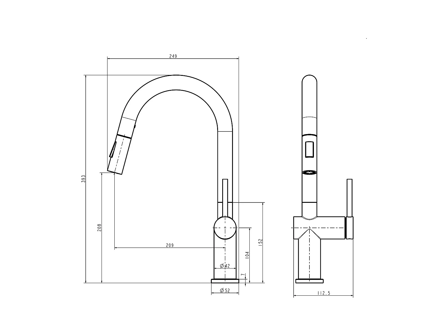 Mitigeur de Cuisine Douchette Extractible,AURALUM MAX,avec 2 Fonctions  Robinet de Cuisine Rotatif à 360°,Acier Inoxydable,Eau Froide et Chaude,Chromé