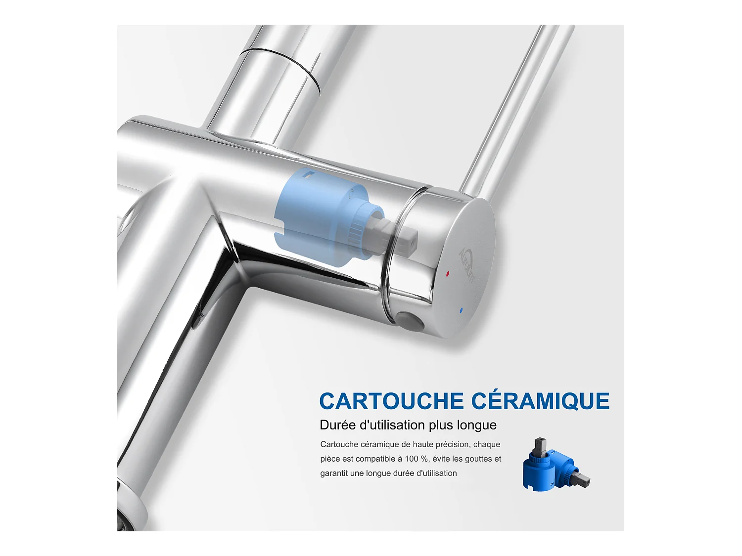 Mitigeur de Cuisine Douchette Extractible,AURALUM MAX,avec 2 Fonctions  Robinet de Cuisine Rotatif à 360°,Acier Inoxydable,Eau Froide et Chaude,Chromé