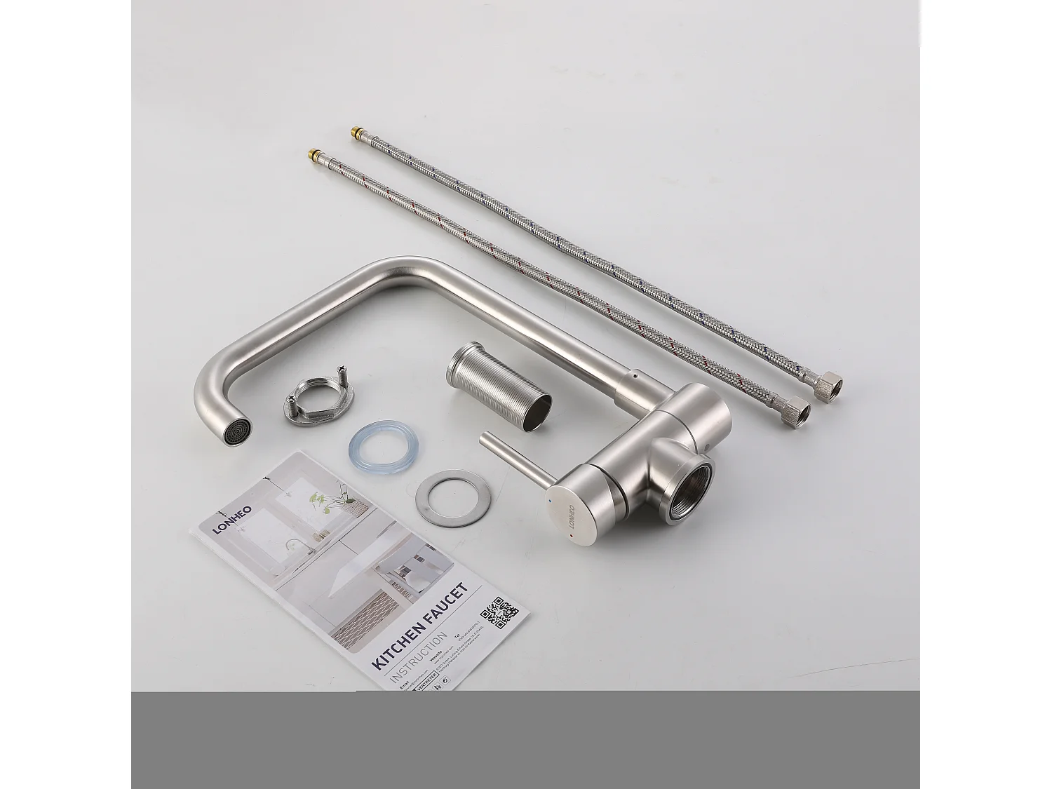 Mitigeur de Cuisine Rabattable Lonheo MAX, Pivotant à 360°,Robinet de Cuisine avec Poignée Pliable Contre Fenêtre,Robinet Mitigeur Evier Inox 304