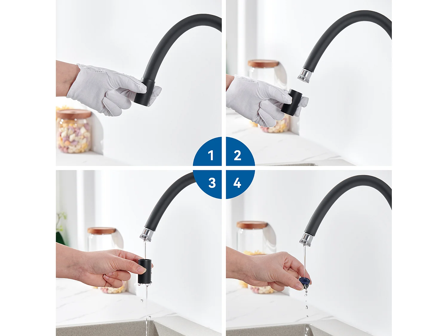 AURALUM MAX Flexibele Keukenmengkraan Hoge Uitloop Vrij Draaibaar Flexibele Wastafelmengkraan Draaibaar 360° Wastafelkraan Warm/Koud Water, Zwart