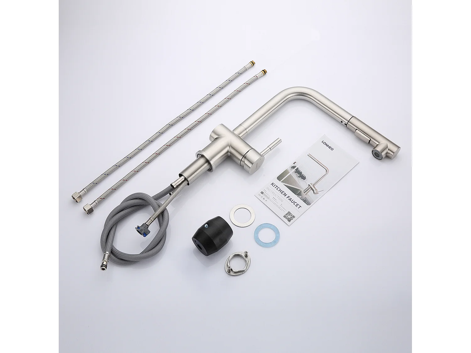 Miscelatore Cucina con Doccetta Rubinetto Doccetta lavello Estraibile a Due Getti Miscelatore Lavello Beccuccio Alto Girevole 360°,Goccia Demovibile