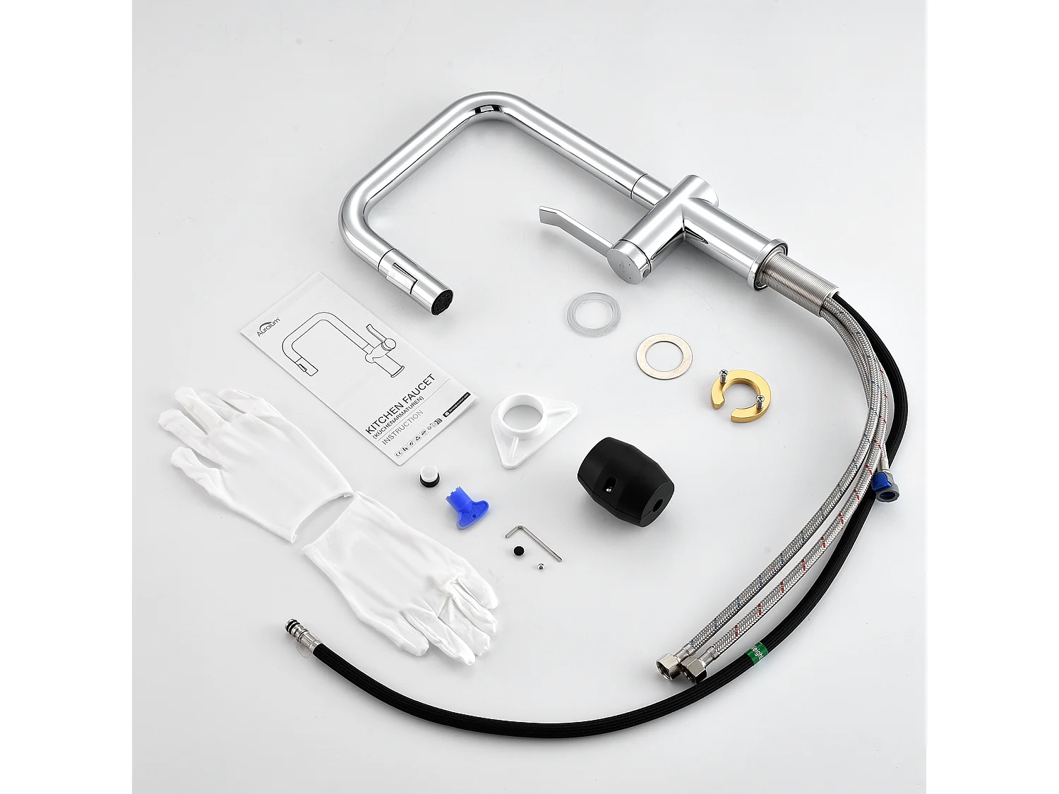 AURALUM MAX Robinet Cuisine Douchette, Mitigeur Cuisine avec Douchette Extractible, Mitigeur Evier Rotatif à 360°, 2 Modes de Pulvérisation, Froid/Chaud