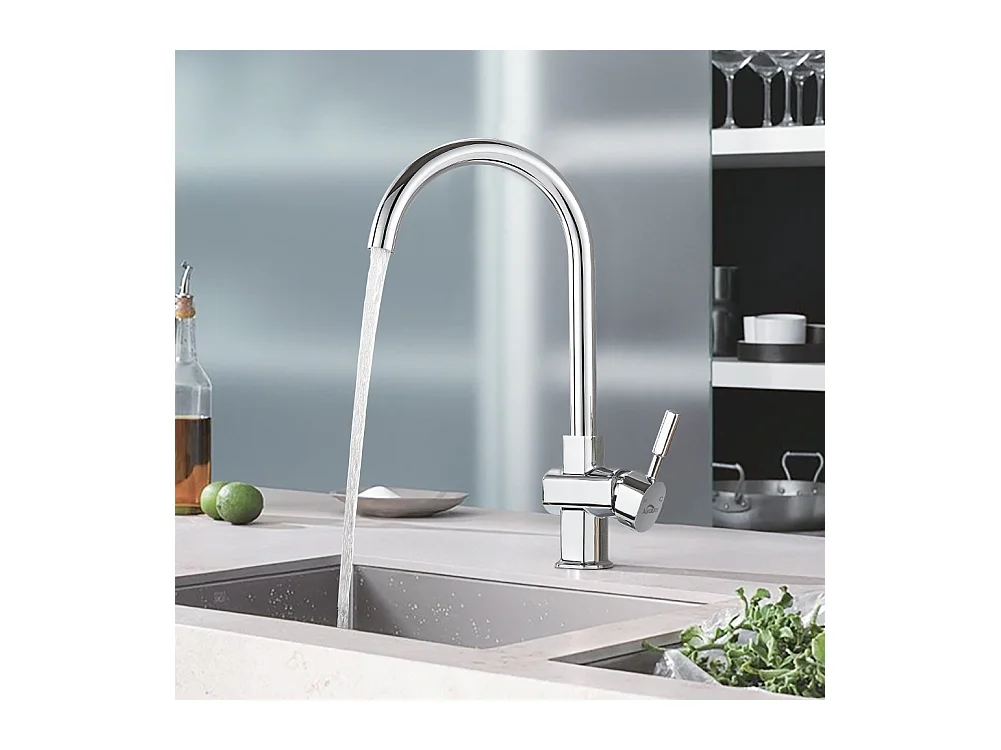 Auralum MAX Mitigeur de Cuisine Chromé,Bec Haut Pivotant à 360°,Robinet d'Evier avec Mousseur Démontable Mitigeur d'Evier en Inox Eau Froide/Chaude