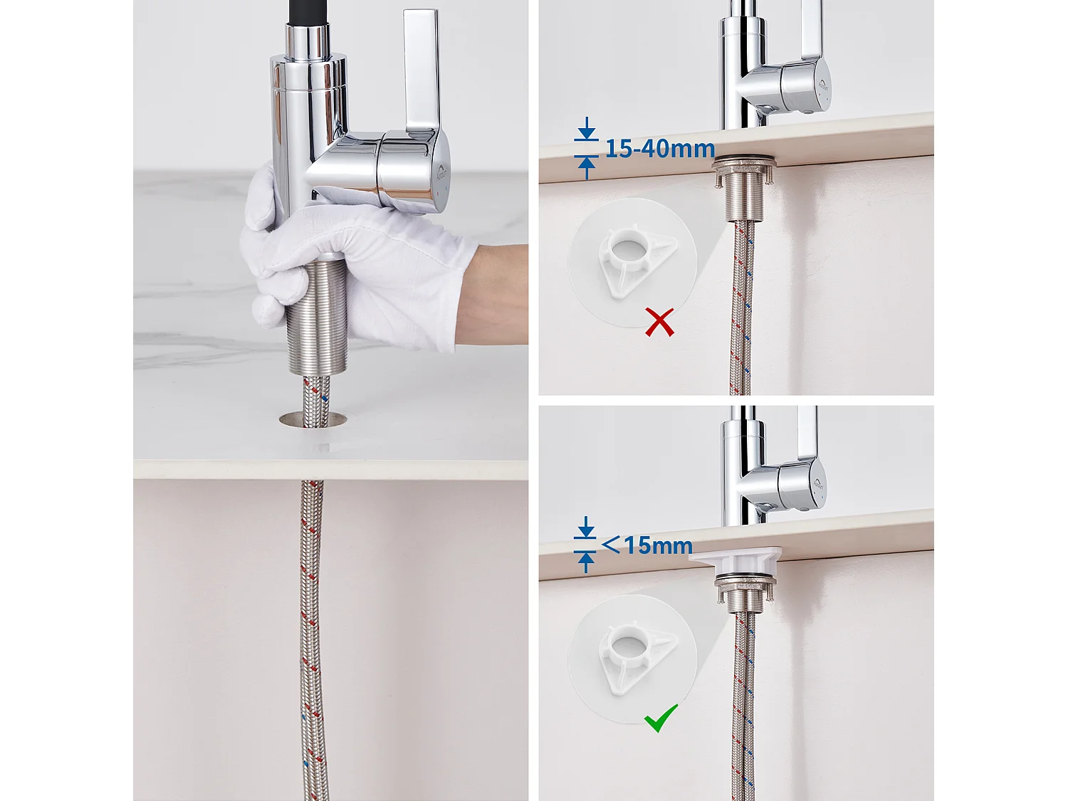 AURALUM MAX Grifo De Cocina Negro,Mezclador Cocina Flexible, 2 Modos De Pulverización, Rotación De 360°,Grifo De Cocina Con Ahorro De Agua