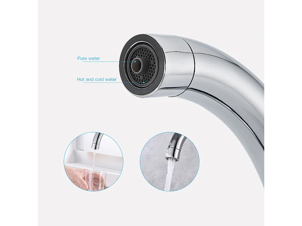 Auralum max Mitigeur de Cuisine 3 Voies,Robinet Cuisine Pivotant à 360°,Robinetterie Cuisine Eau Potable,avec Sortie Eau Filtrée,Acier Inoxydable