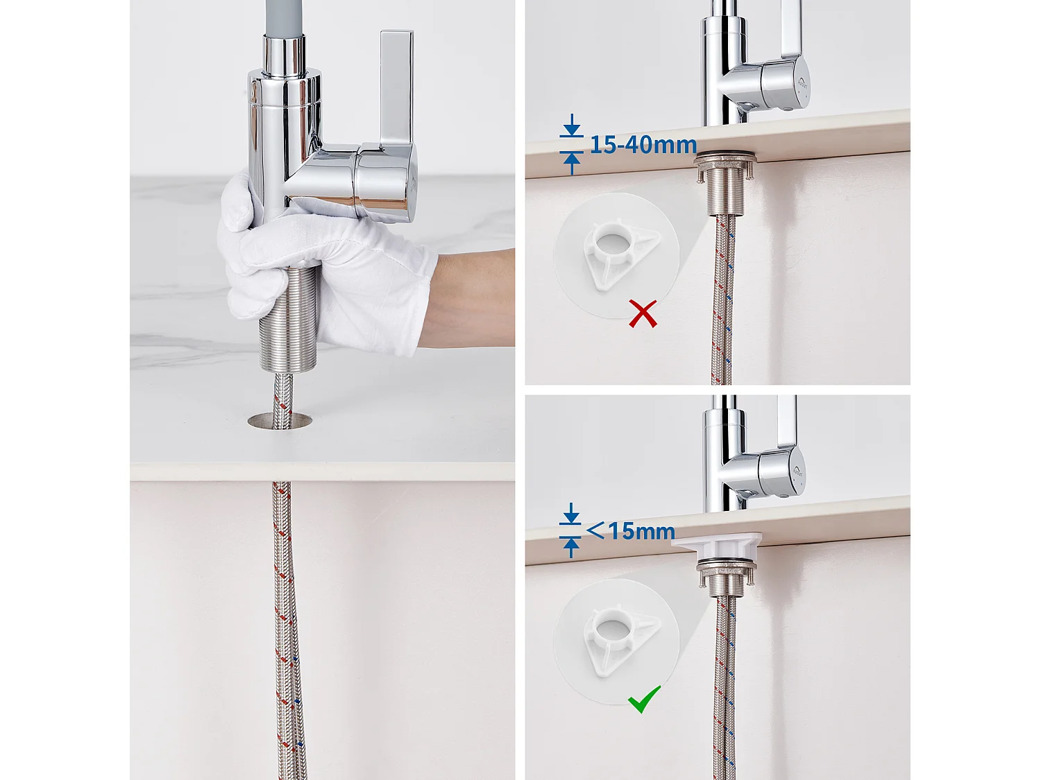 AURALUM MAX Keukenmengkraan met flexibele siliconen slang vervormbare gootsteenkraan met 2 soorten jets, 360° draaibare keukenkraan-grijs