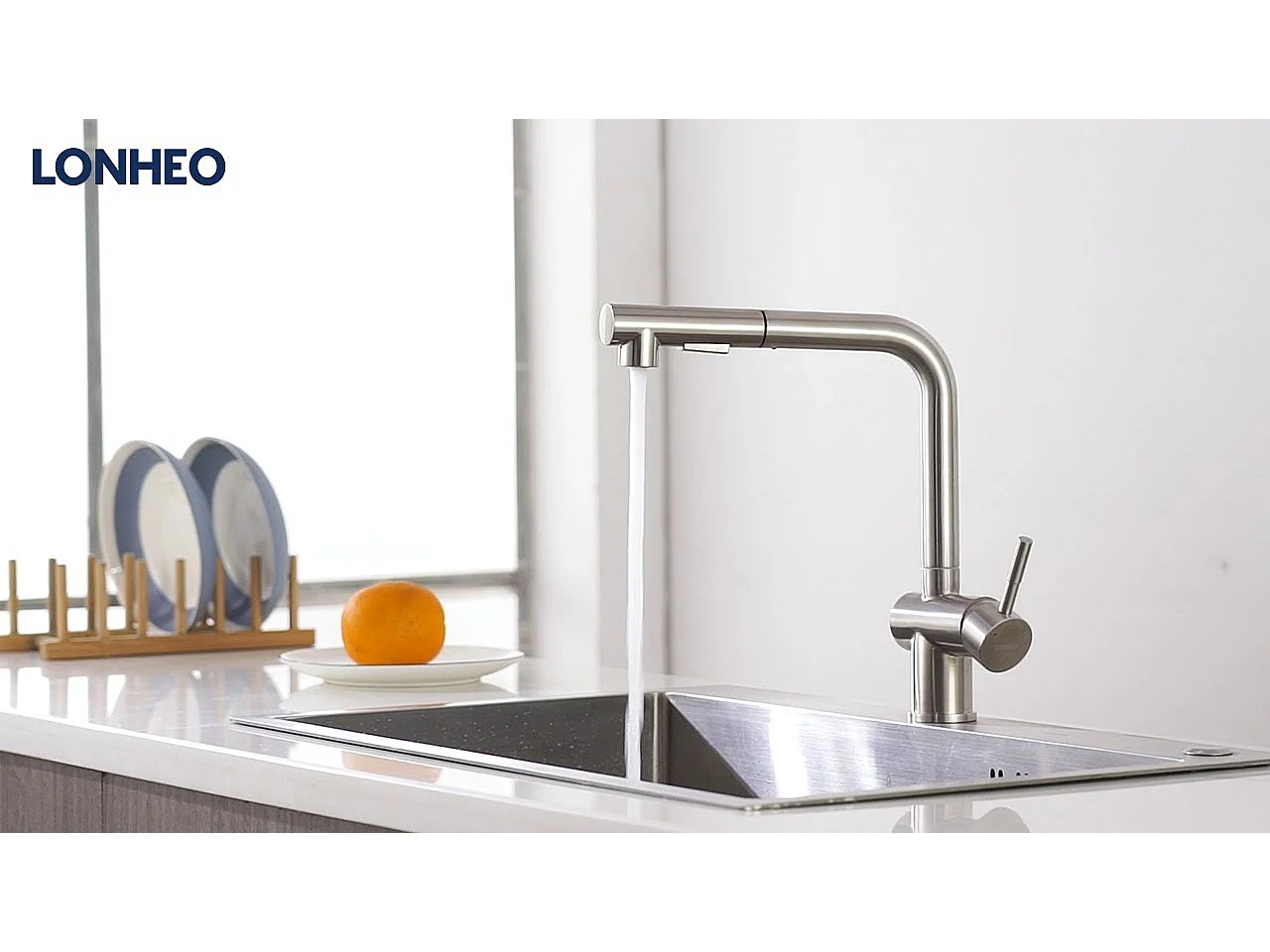 Mitigeur Cuisine Noir Douchette Robinet Douchette d'évier Extractible à 2 Jets Mitigeur Evier Bec Haut Pivotant à 360° Acier Inox Barboteur Démotable