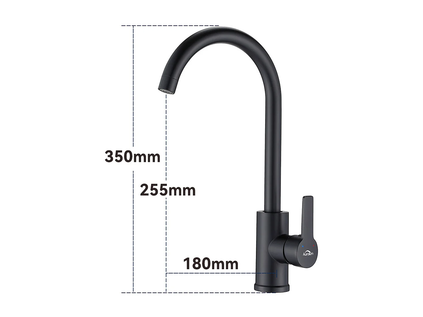 Auralum MAX 360° Draaibare Keukenmengkraan Elegante Hoge Uitloop Wastafelkraan met Afneembare Romper voor Keuken, Warm en Koud Water, Zwart