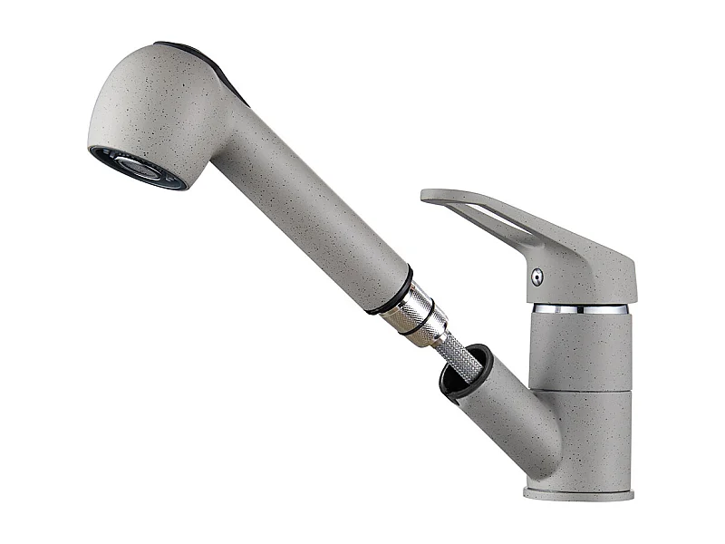 AURALUM MAX Robinet Cuisine avec Douchette Extractible 2 Jets Mitigeur Evier en Laiton Pivotant 360° Robinetterie Eau Froide/ Chaude,Gris Granit