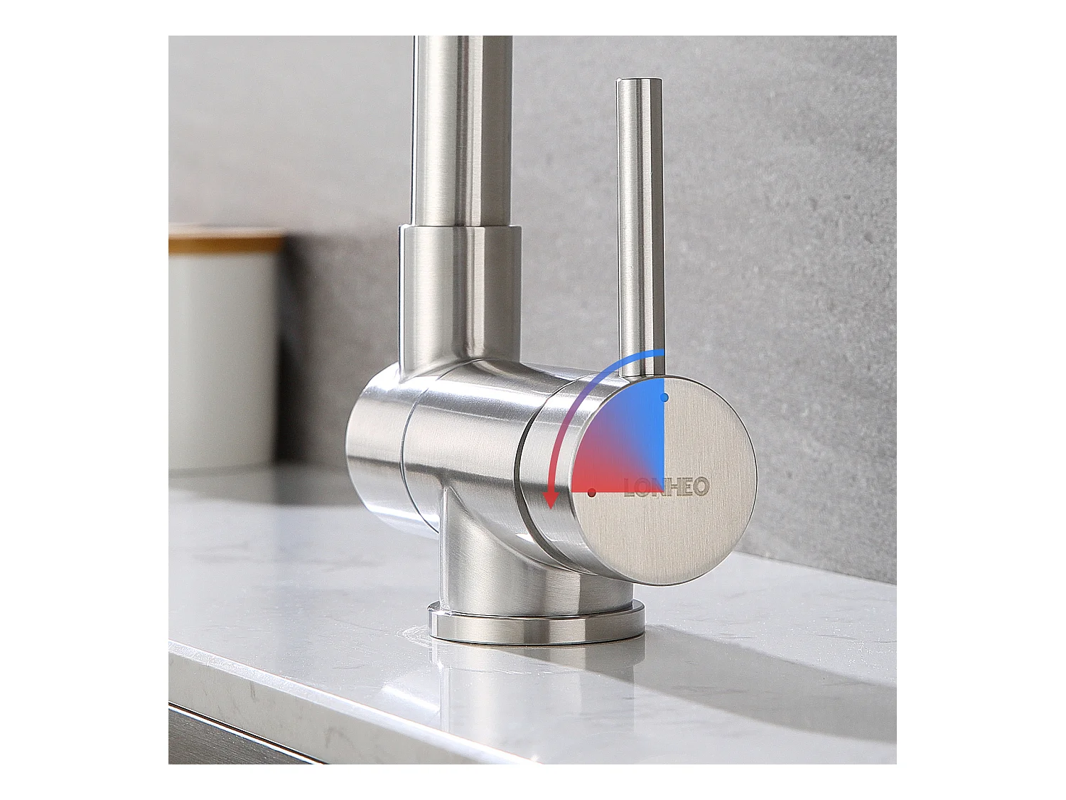 Lonheo MAX Mitigeur Cuisine Rabattable Pivotant à 360°Robinet de Cuisine avec Poignée Pliable Contre Fenêtre Robinet Evier Acier Inox 304