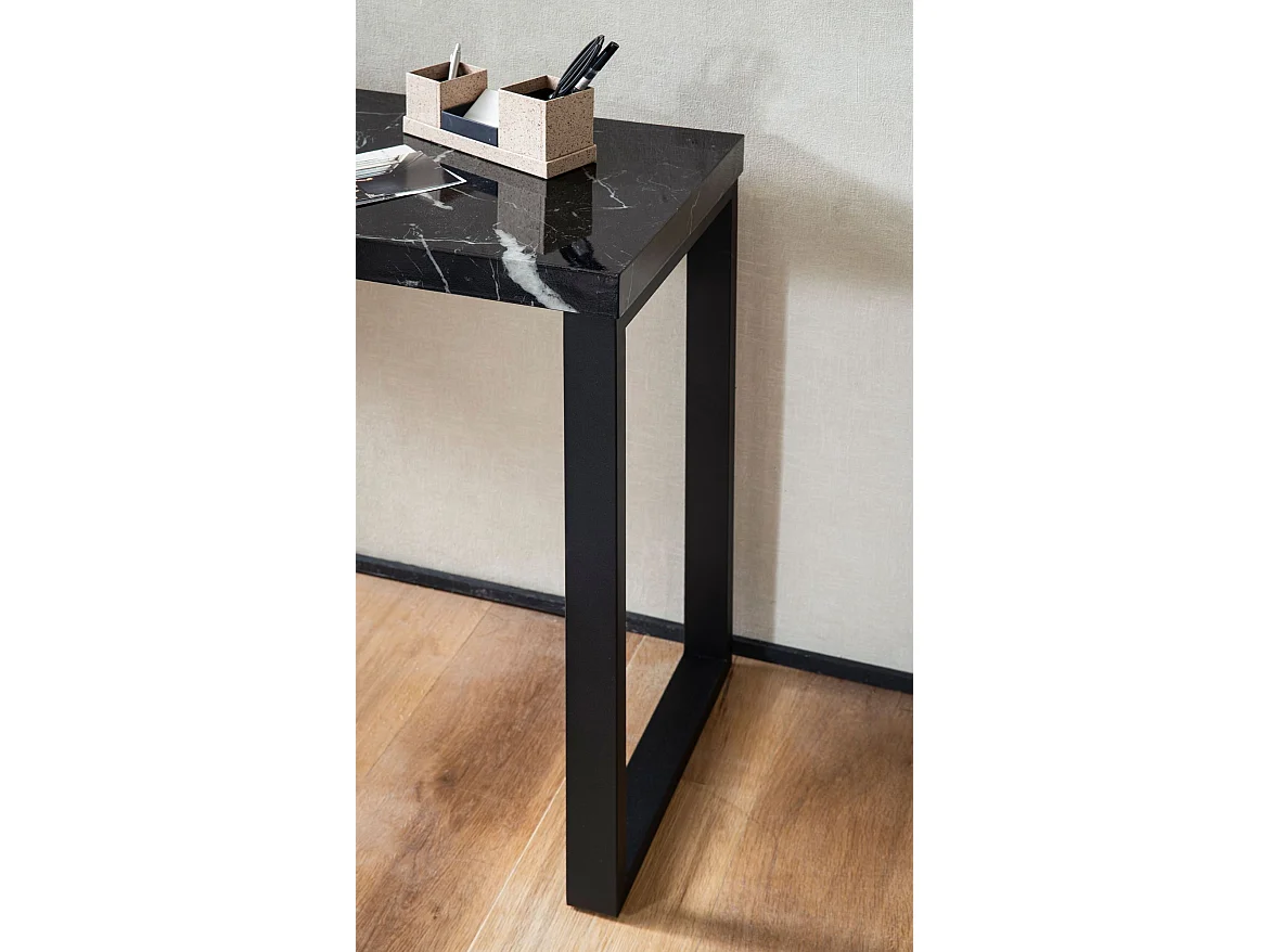 Table Console Aspect Marbre Noir 120 cm Table d'ordinateur Table Couloir