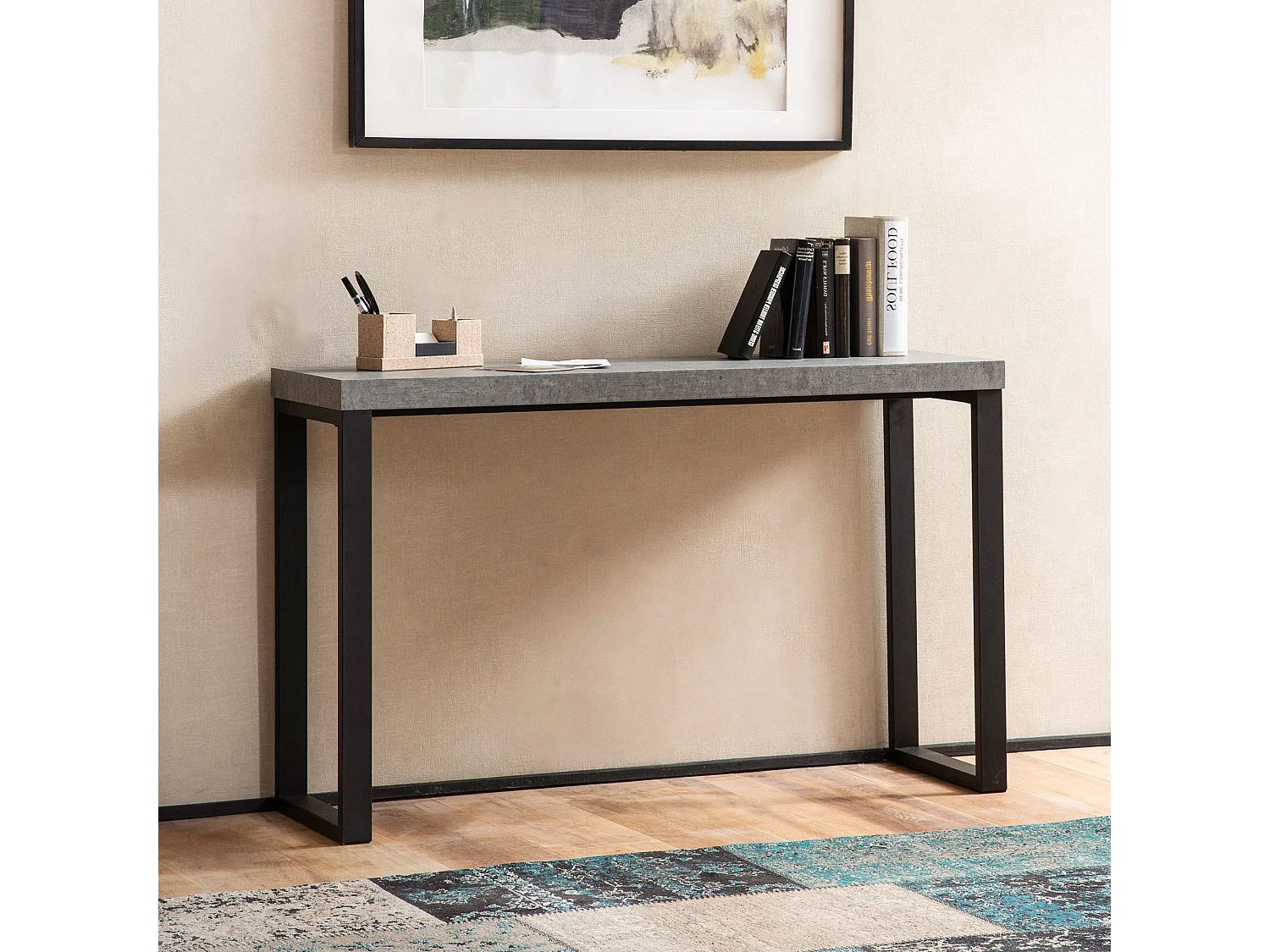 Table Console Aspect Béton 120 cm Table d'ordinateur Table du Couloir