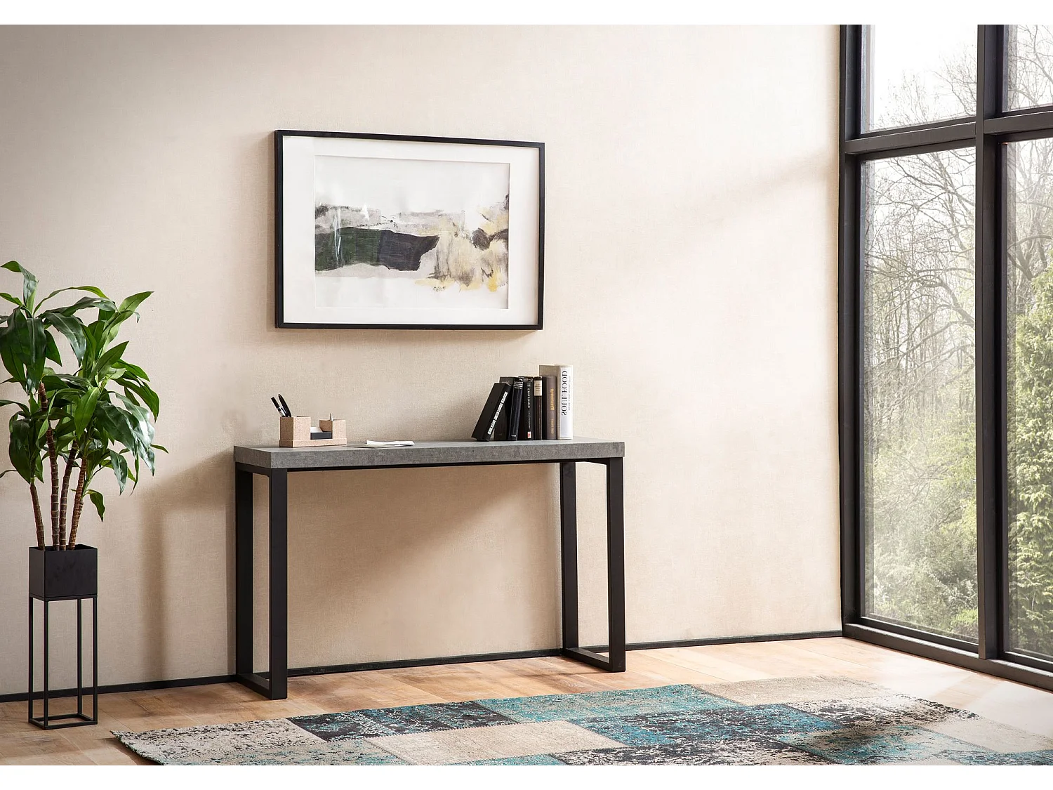 Table Console Aspect Béton 120 cm Table d'ordinateur Table du Couloir