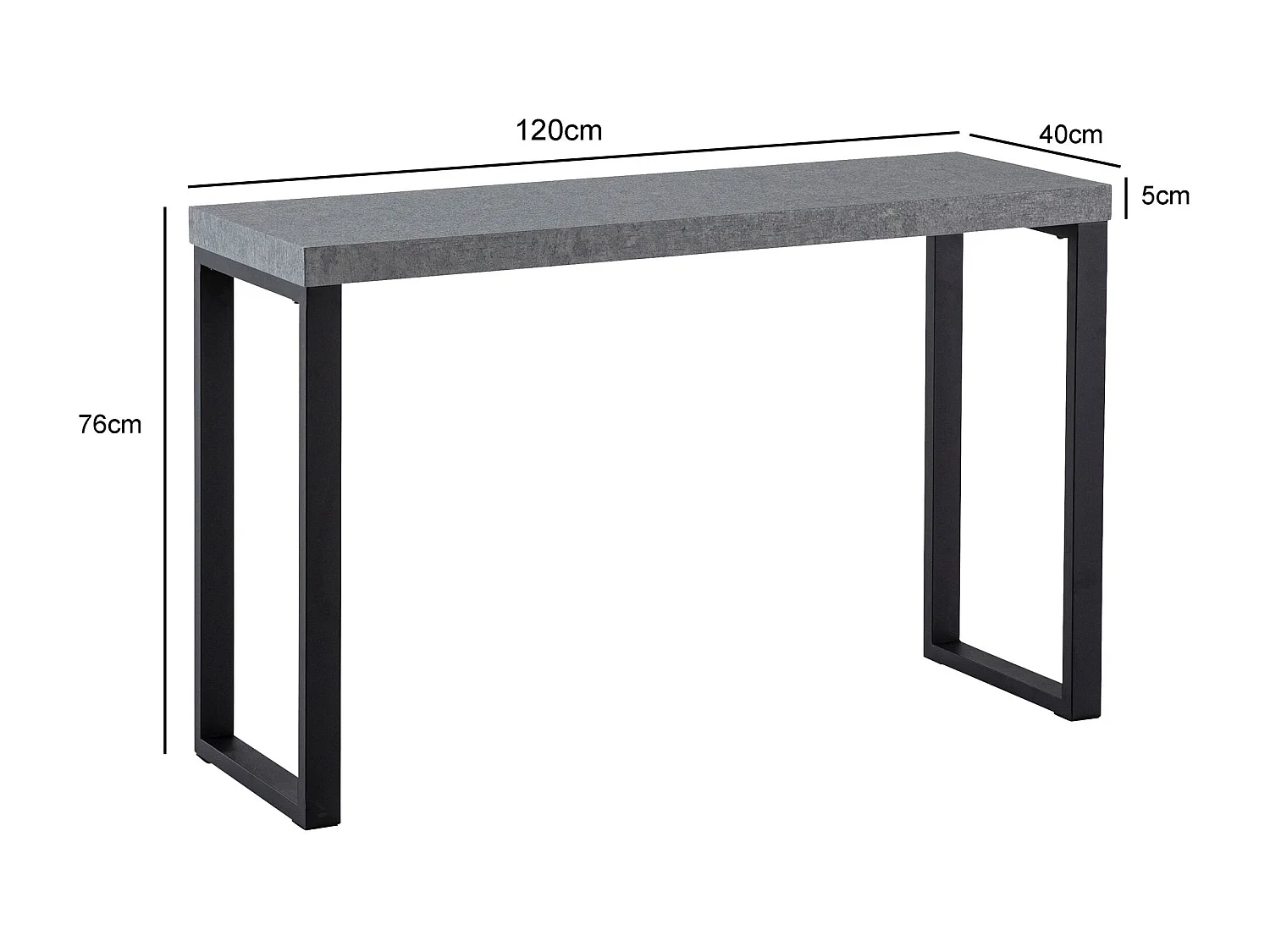 Table Console Aspect Béton 120 cm Table d'ordinateur Table du Couloir