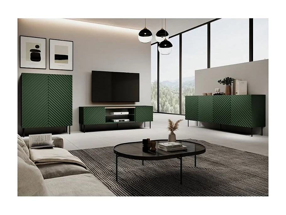 Mueble TV 4 puertas verde 200cm Emile