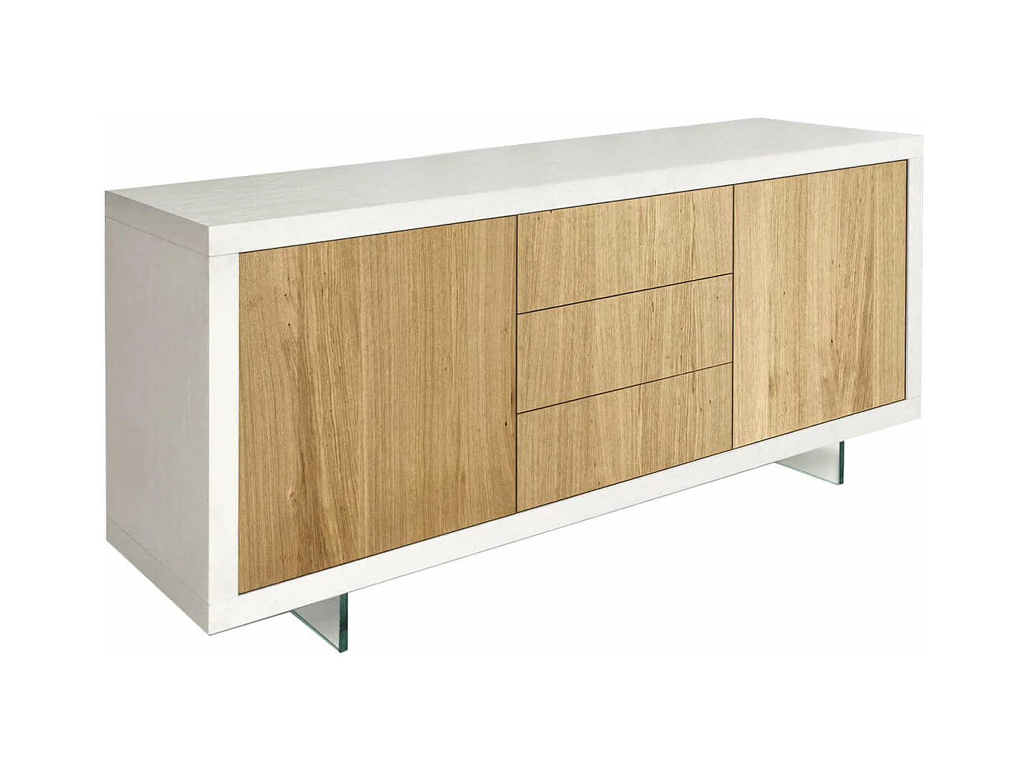 MilaniHome.it - Mobile Base Cm 186x45x87H Naturale E Bianco Per Cucina Sala Da Pranzo Salotto Soggiorno Camera Da Letto Ufficiodi coloreBianco