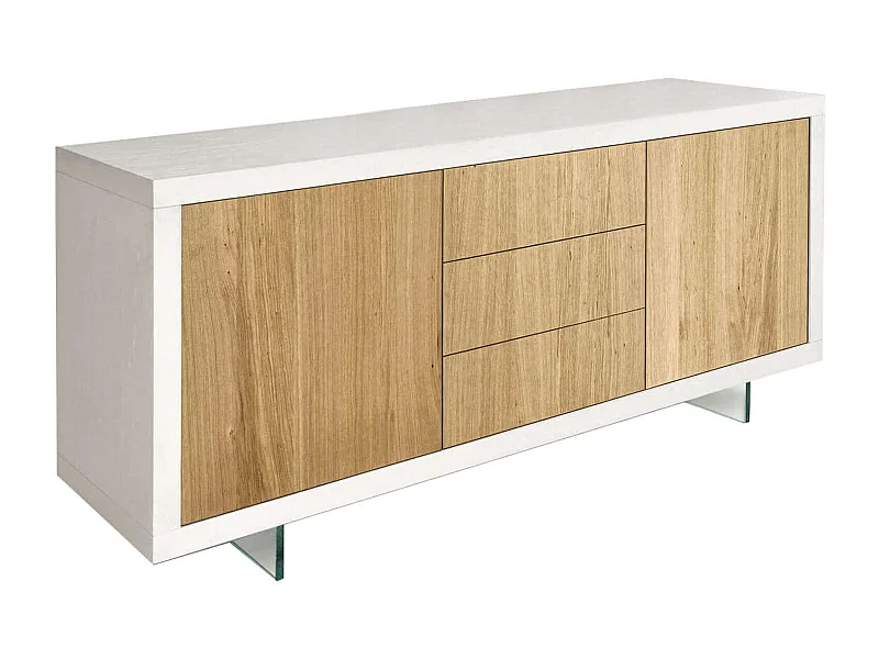 MilaniHome.it - Mobile Base Cm 186x45x87H Naturale E Bianco Per Cucina Sala Da Pranzo Salotto Soggiorno Camera Da Letto Ufficiodi coloreBianco