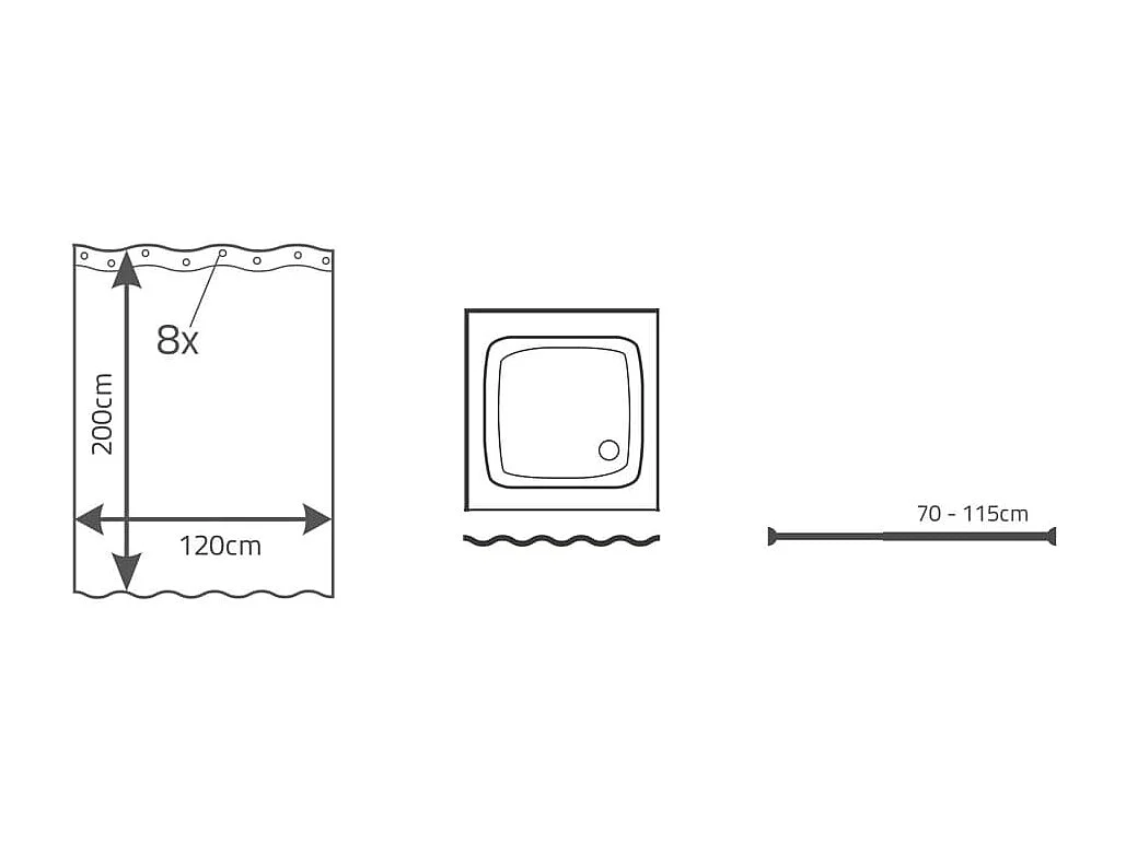 RIDDER Rideau de douche Brillant 120x200