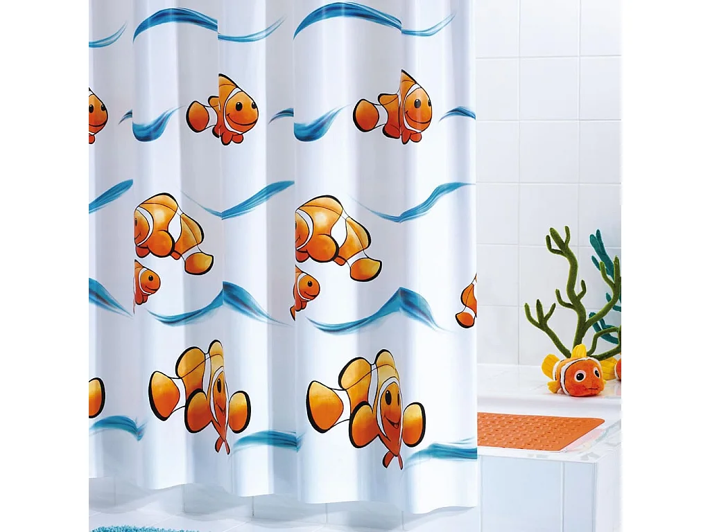 RIDDER Cortina de ducha Clown vinilo 180x200 cm Blanco