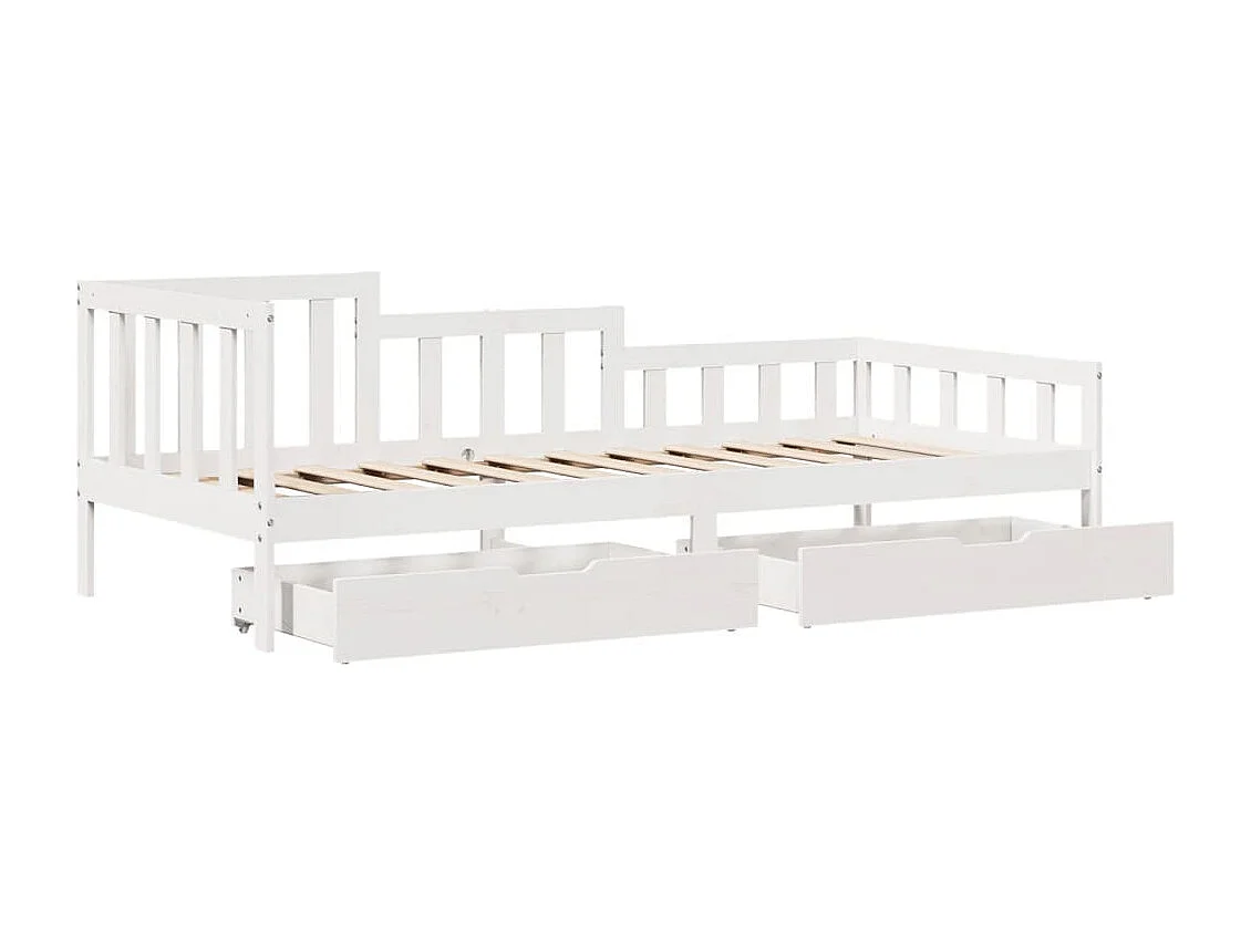 Lit de jour et tiroirs sans matelas blanc 80x200 cm bois massif