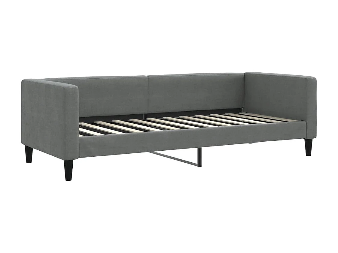 Lit de jour avec gigogne et matelas gris foncé 80x200 cm tissu