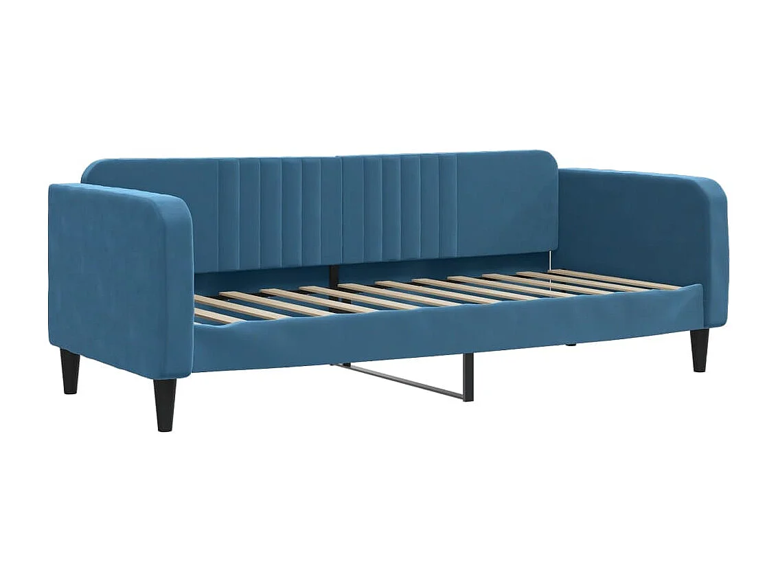 Slaapbank onderschuifbed en matrassen 80x200 cm fluweel blauw