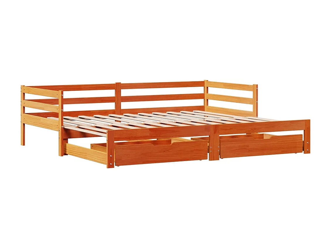 Dormeuse Letto Estraibile e Cassetti Marrone Cera 90x200cm Pino