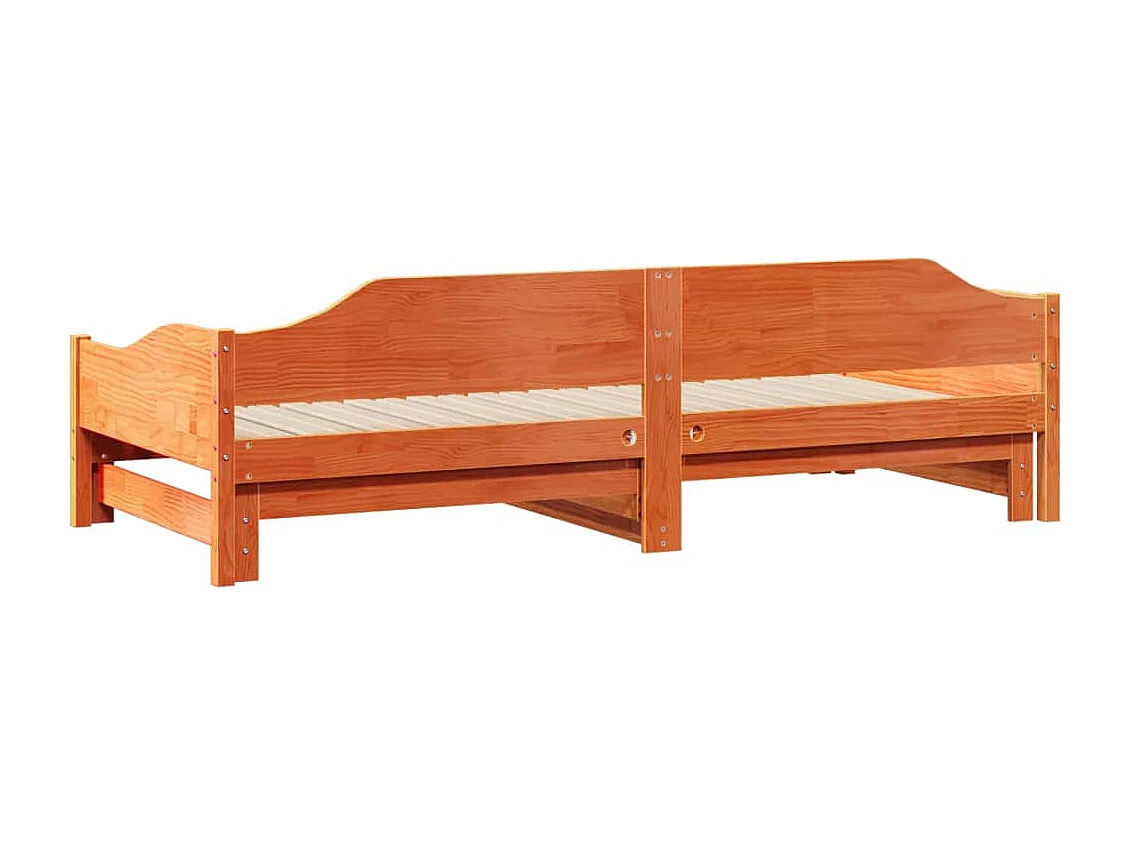 Sofá-cama com gavetão 90x200 cm madeira de pinho castanho cera