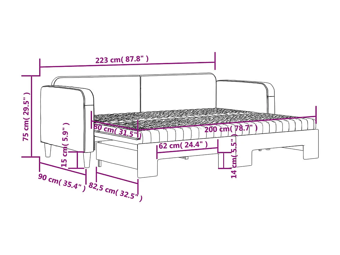 Divano Letto Estraibile Materassi Grigio Chiaro 80x200 Tessuto