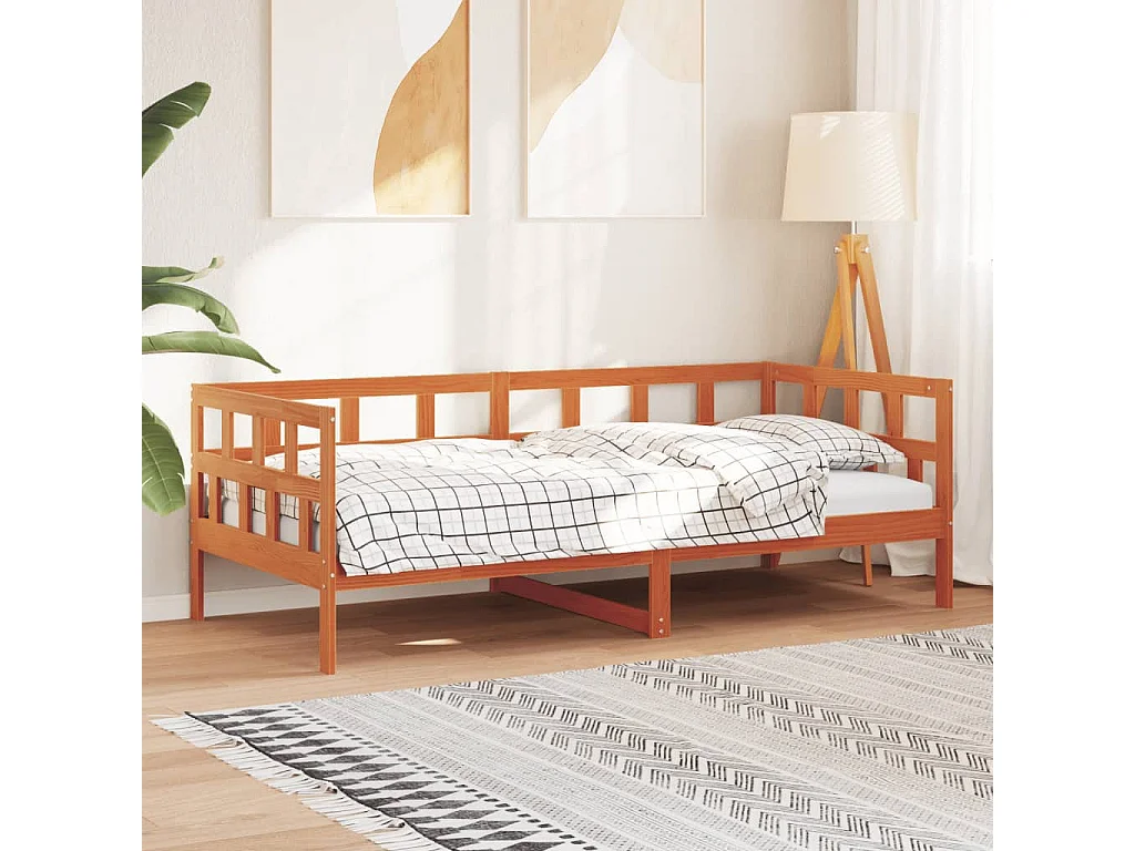 Slaapbank zonder matras 90x200 cm massief grenenhout wasbruin