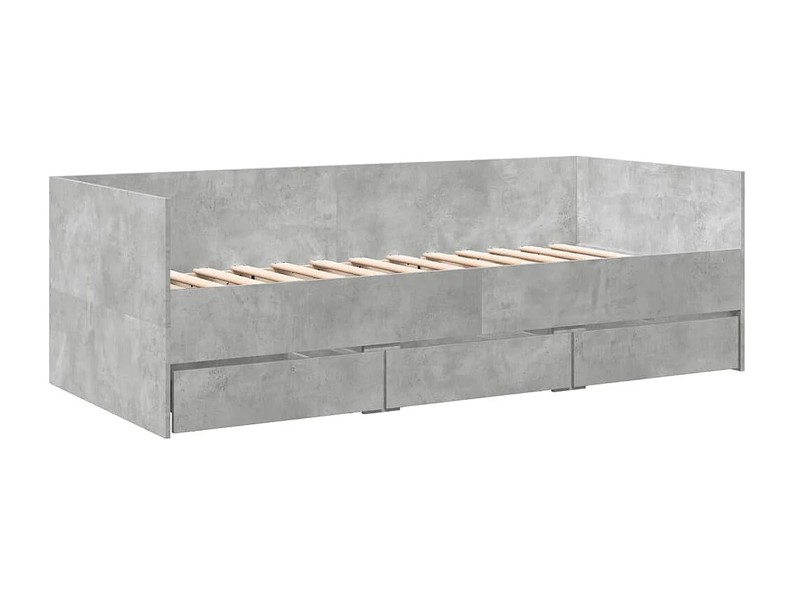 Slaapbank met lades zonder matras 100x200 cm betongrijs