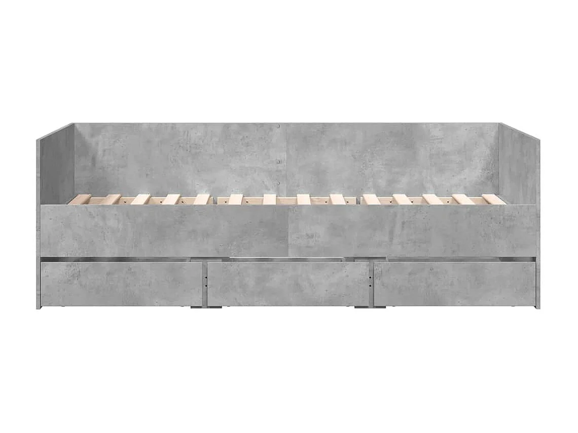 Tagesbett mit Schubladen ohne Matratze Betongrau 90x190 cm