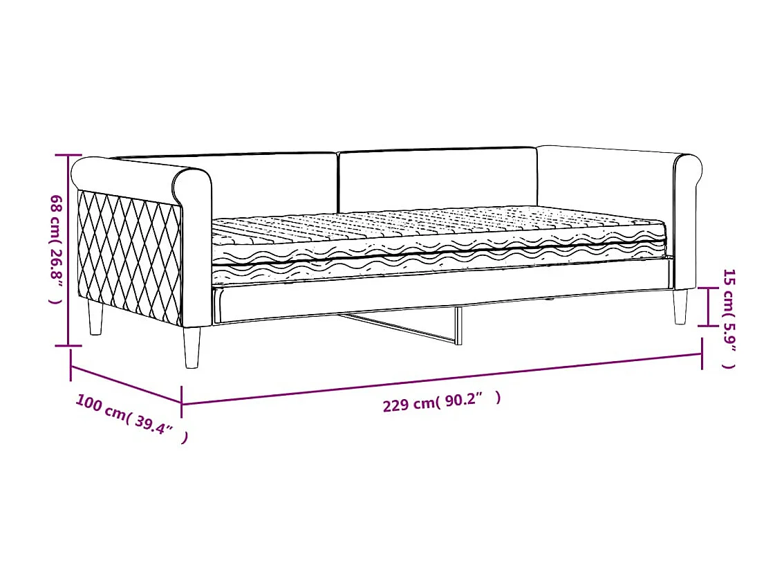 Sofá-cama com colchão 90x200 cm veludo cinzento-escuro