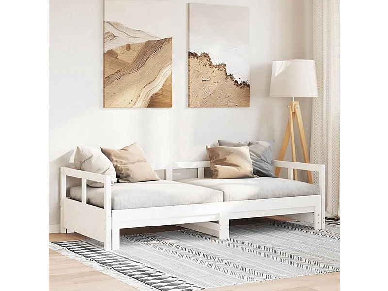 Dormeuse senza Materasso Bianca 80x200 cm Legno Massello Pino