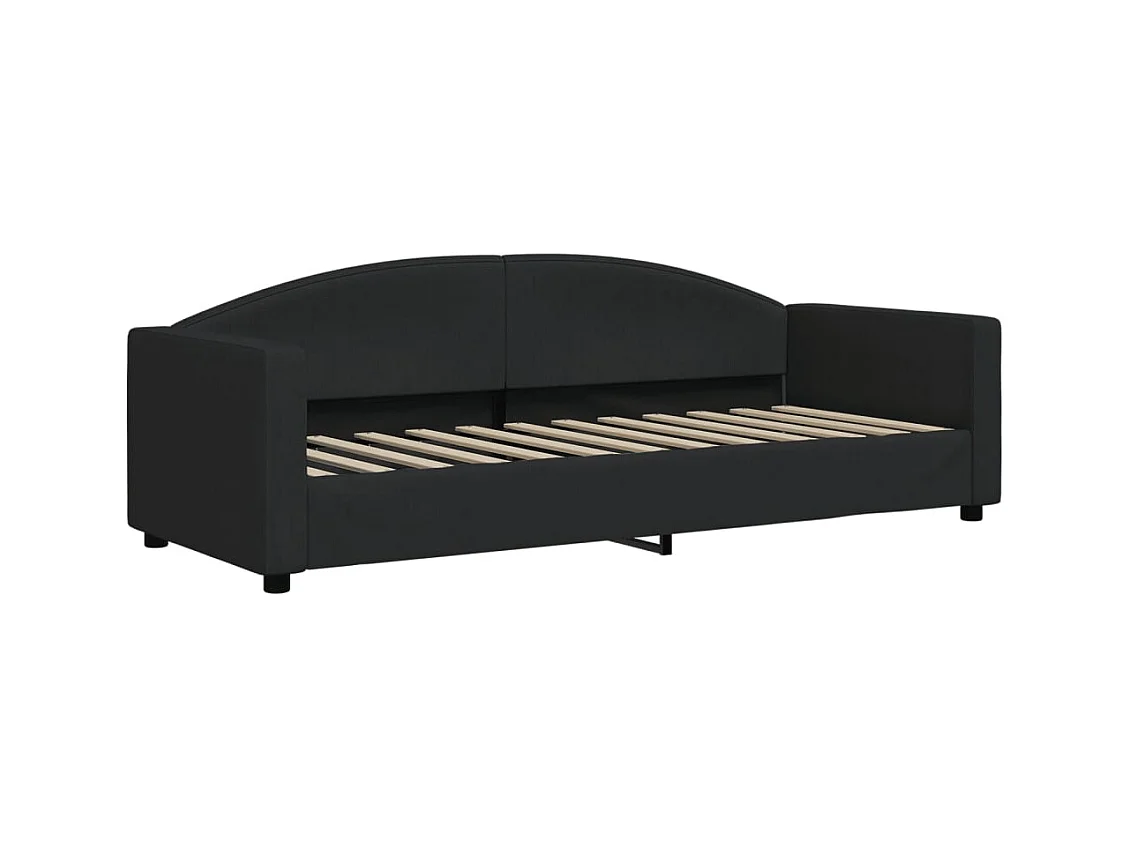 Lit de jour avec lit gigogne et matelas noir 80x200 cm tissu
