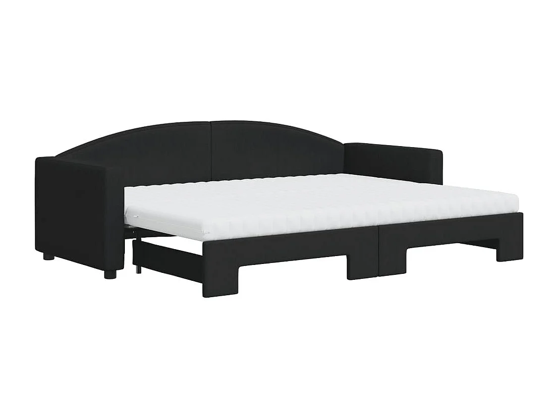 Divano Letto Estraibile con Materassi Nero 80x200 cm Tessuto