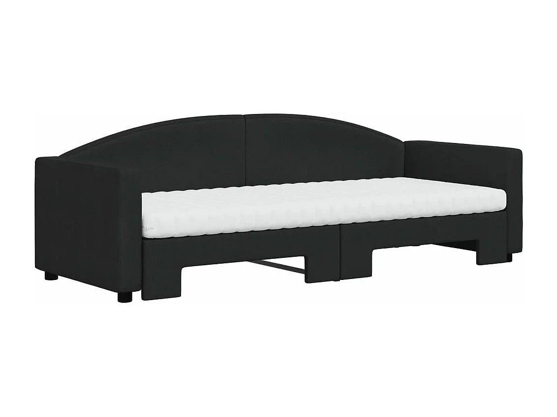 Divano Letto Estraibile con Materassi Nero 80x200 cm Tessuto