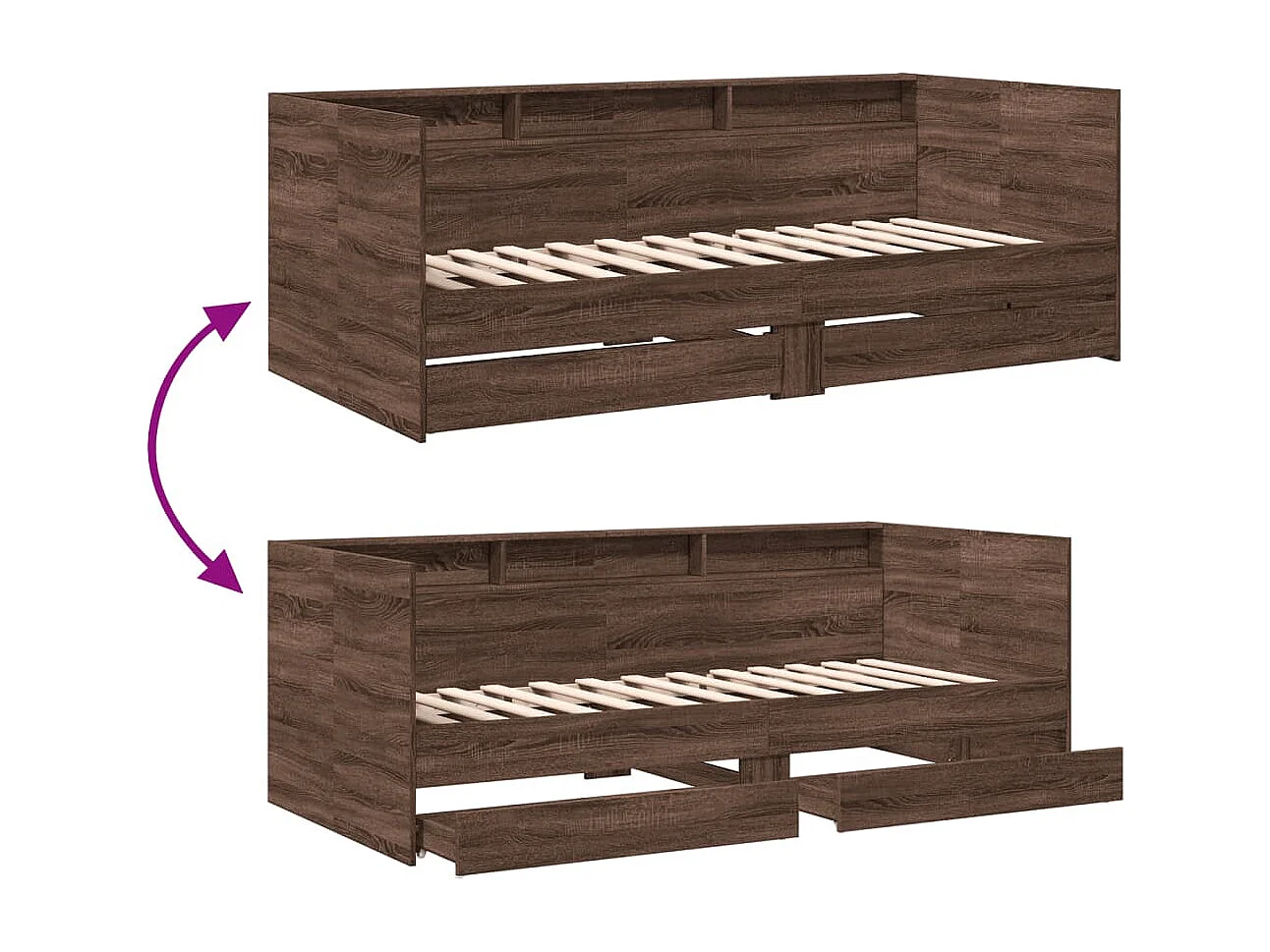 Divano Letto con Cassetti senza Materasso 100x200 cm