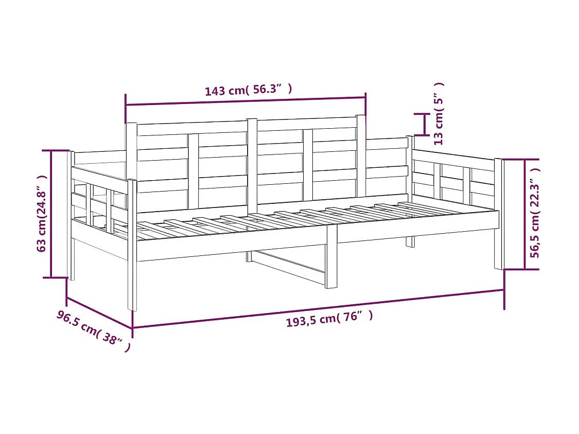 Lit de jour sans matelas blanc bois de pin massif 90x190 cm