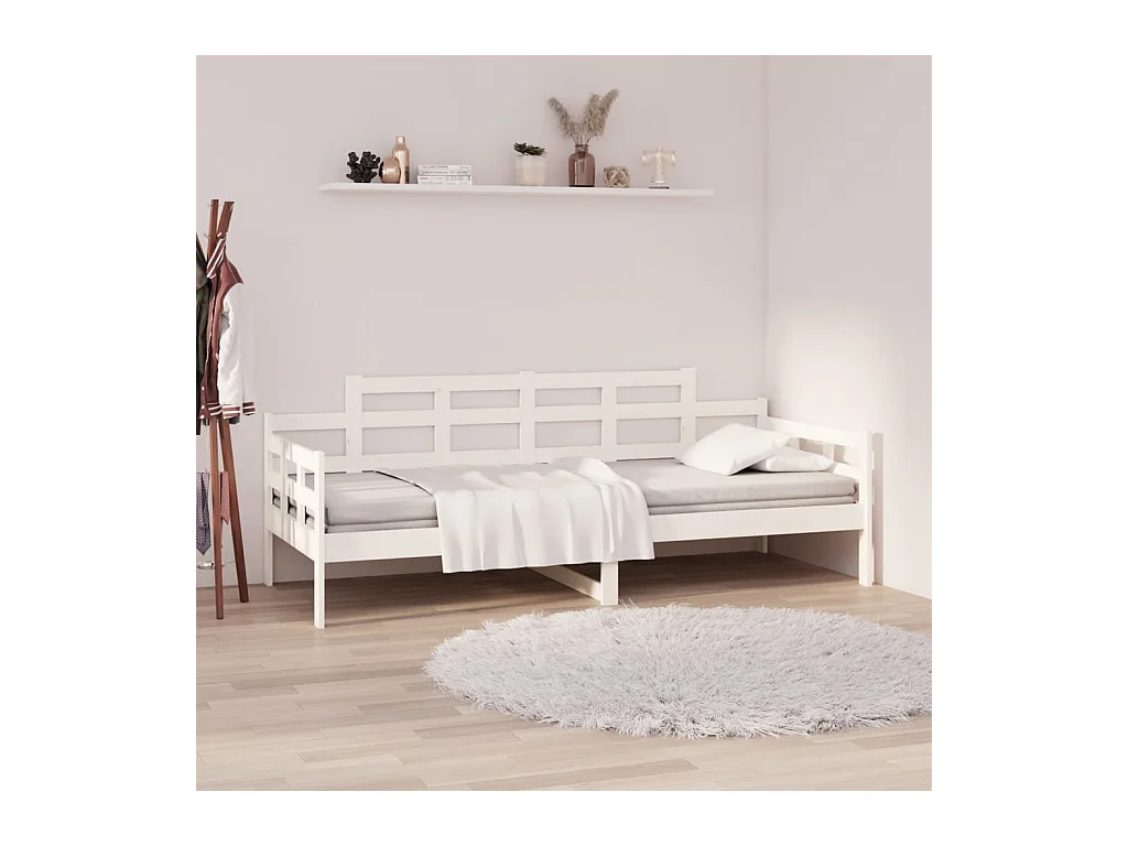 Lit de jour sans matelas blanc bois de pin massif 90x190 cm