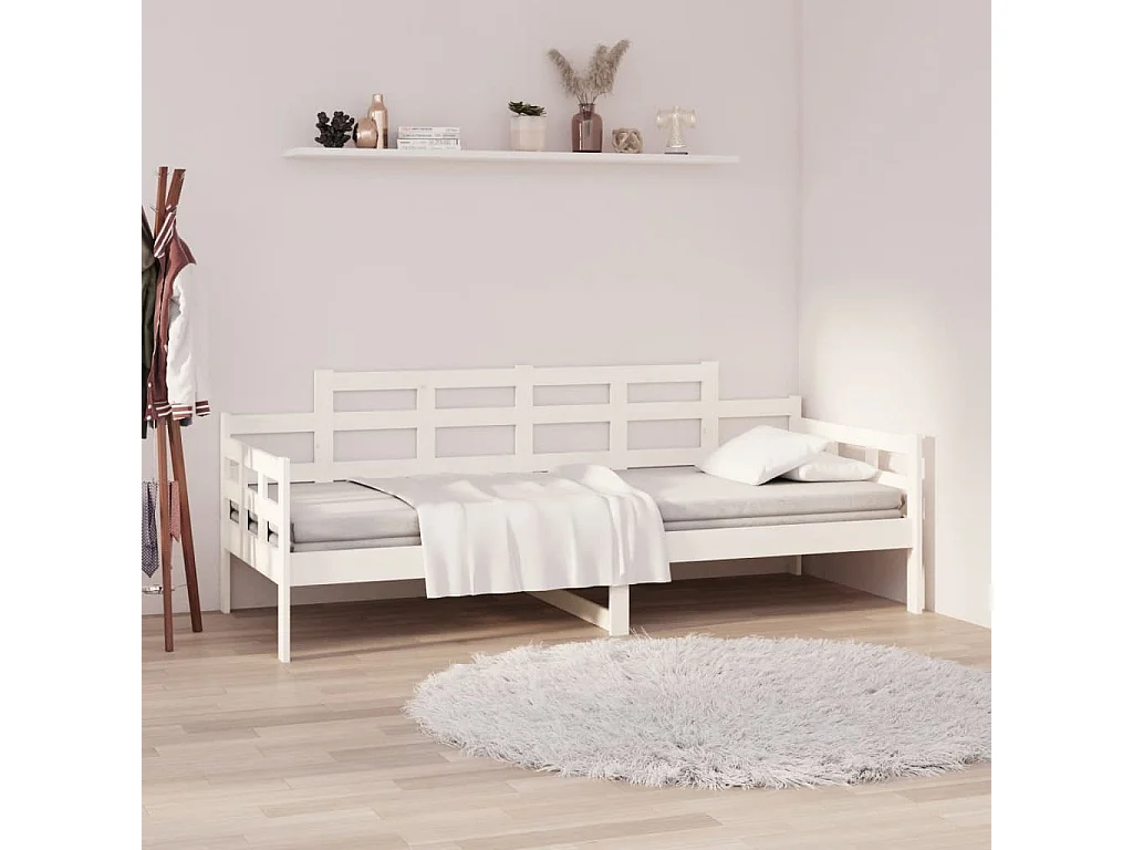 Lit de jour sans matelas blanc bois de pin massif 90x190 cm