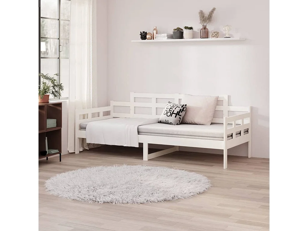Lit de jour sans matelas blanc bois de pin massif 90x190 cm