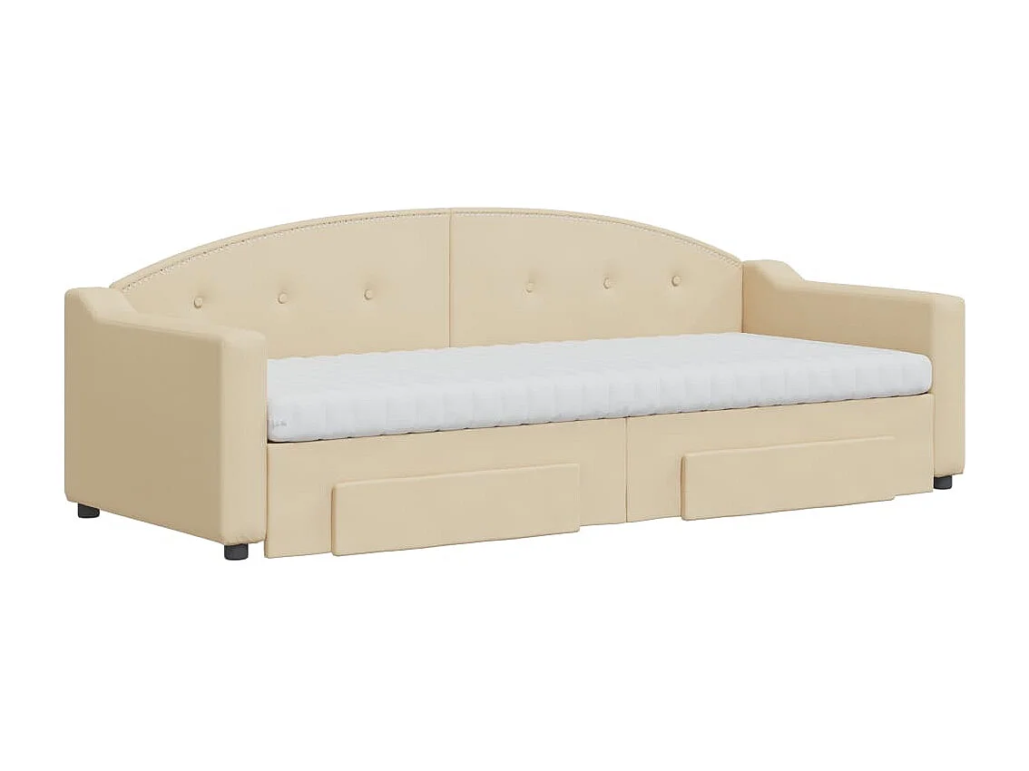 Sofá-cama com gavetão e gavetas 80x200 cm tecido cor creme