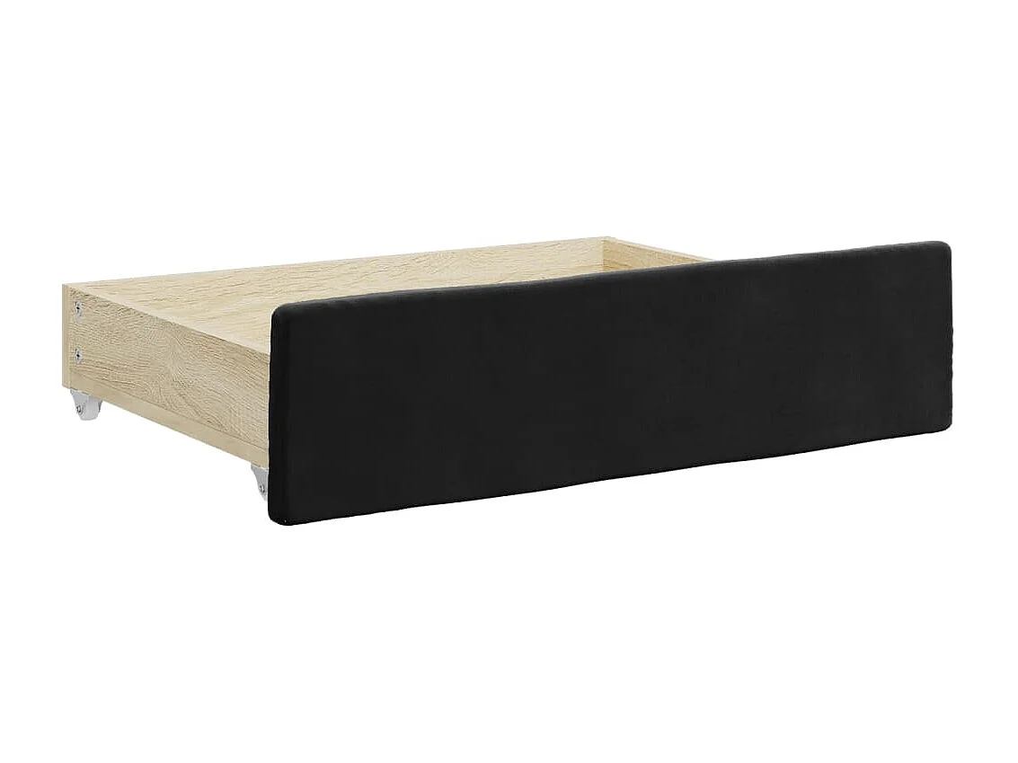 Sofá cama nido con cajones terciopelo negro 90x190 cm