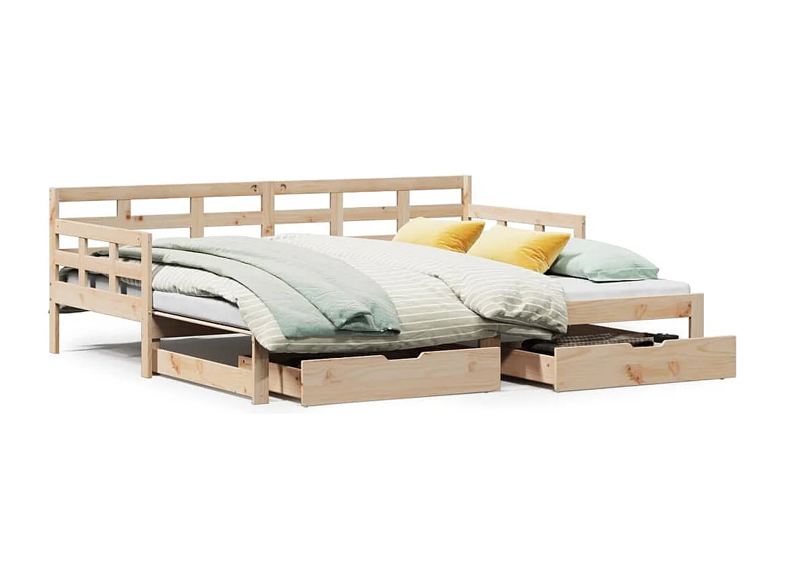 Lit de jour avec gigogne et tiroirs sans matelas 90x200 cm