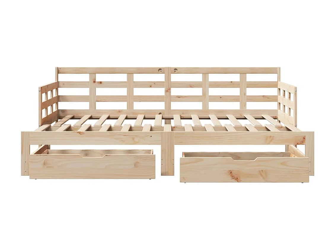 Lit de jour avec gigogne et tiroirs sans matelas 90x200 cm