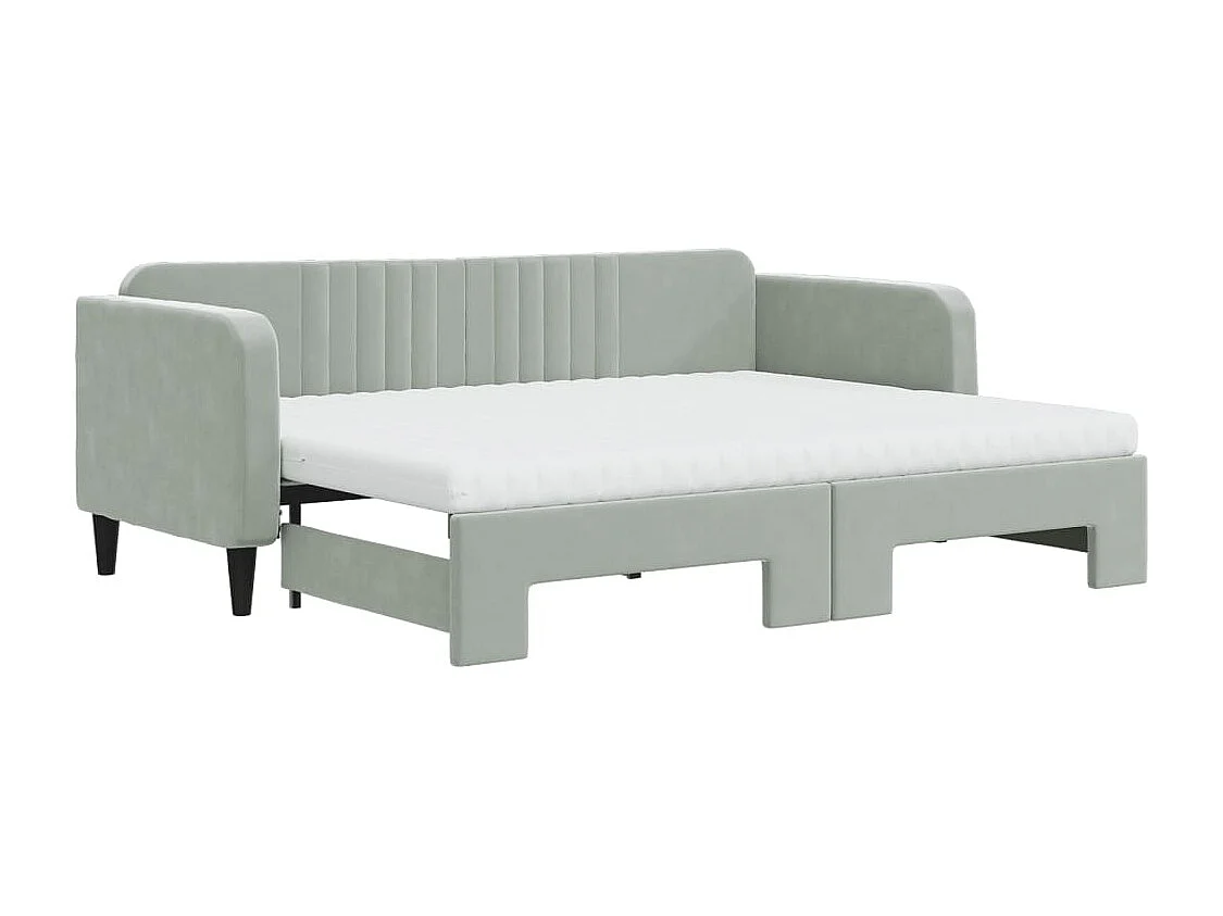 Divano Letto Estraibile Materassi Grigio Chiaro 80x200 Velluto
