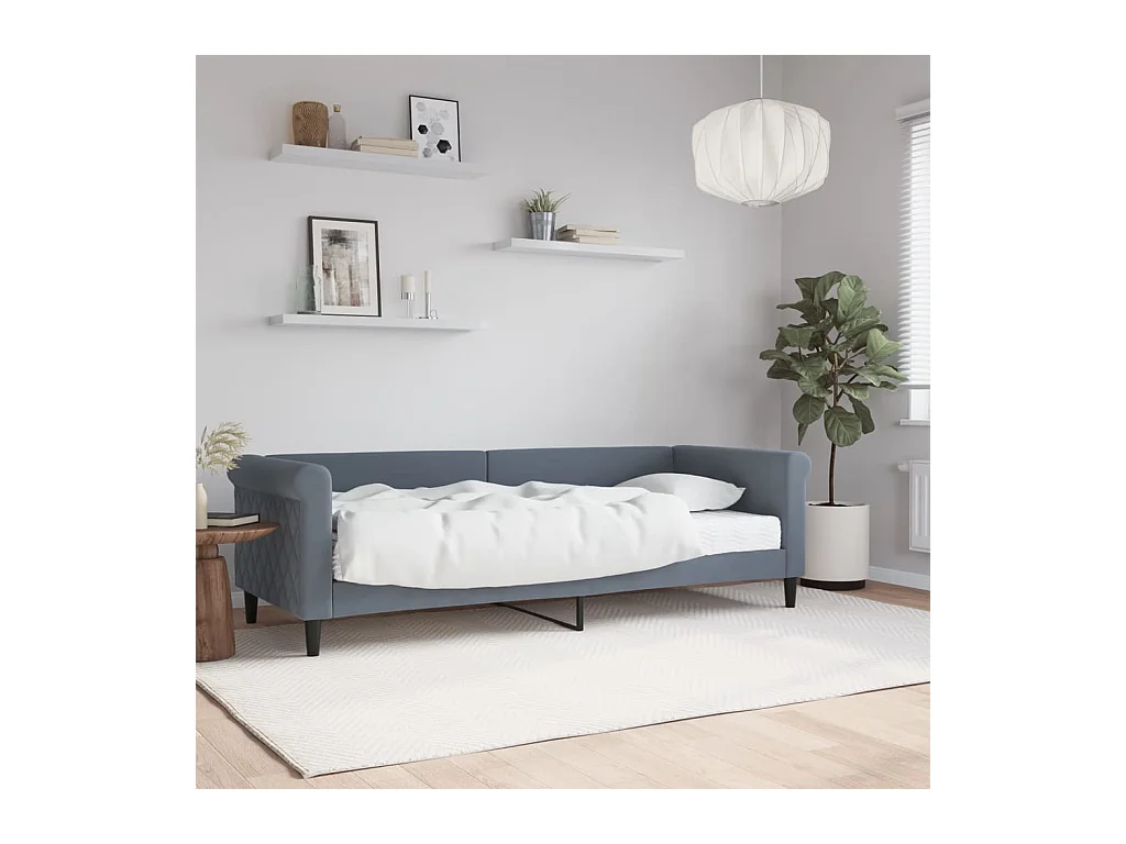 Divano Letto con Materasso Grigio Scuro 80x200 cm in Velluto